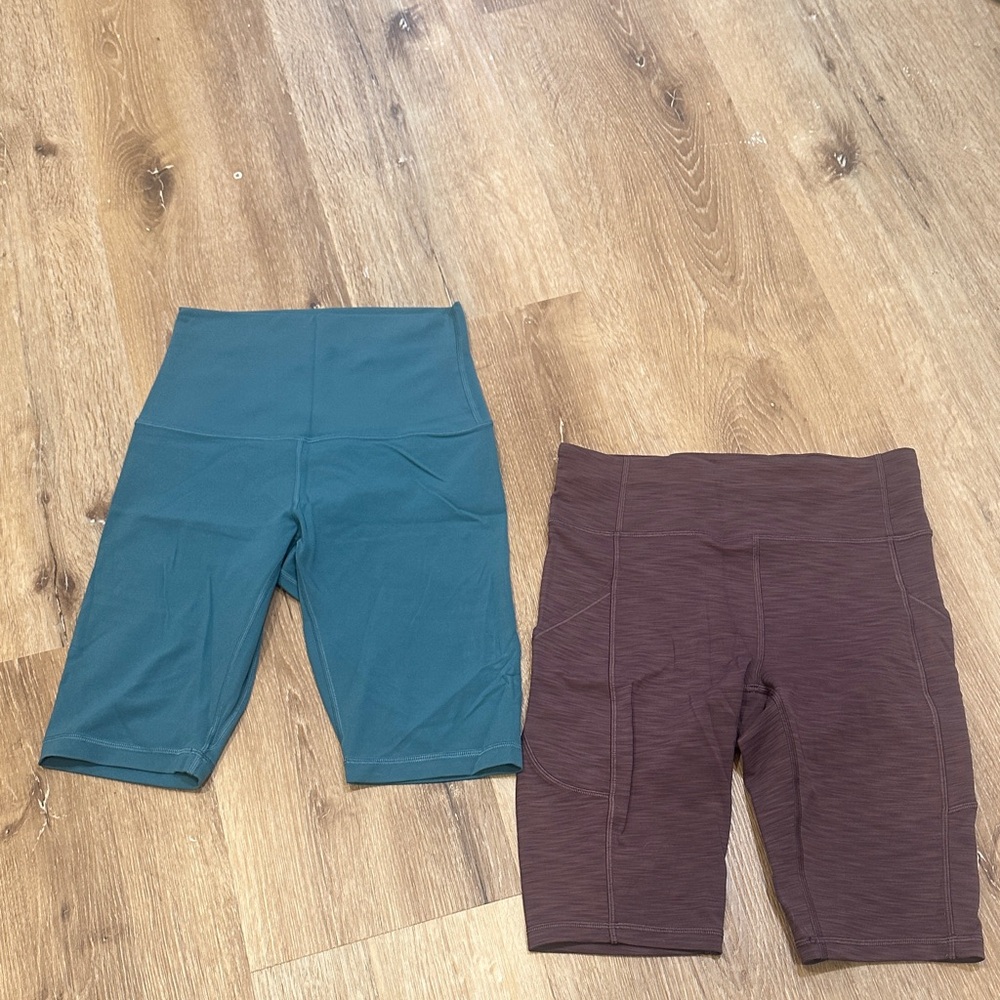 Lululemon (Size 6) Teal and Purple Set Biker Shorts 10”